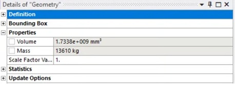 Geometry Properties showing Mass